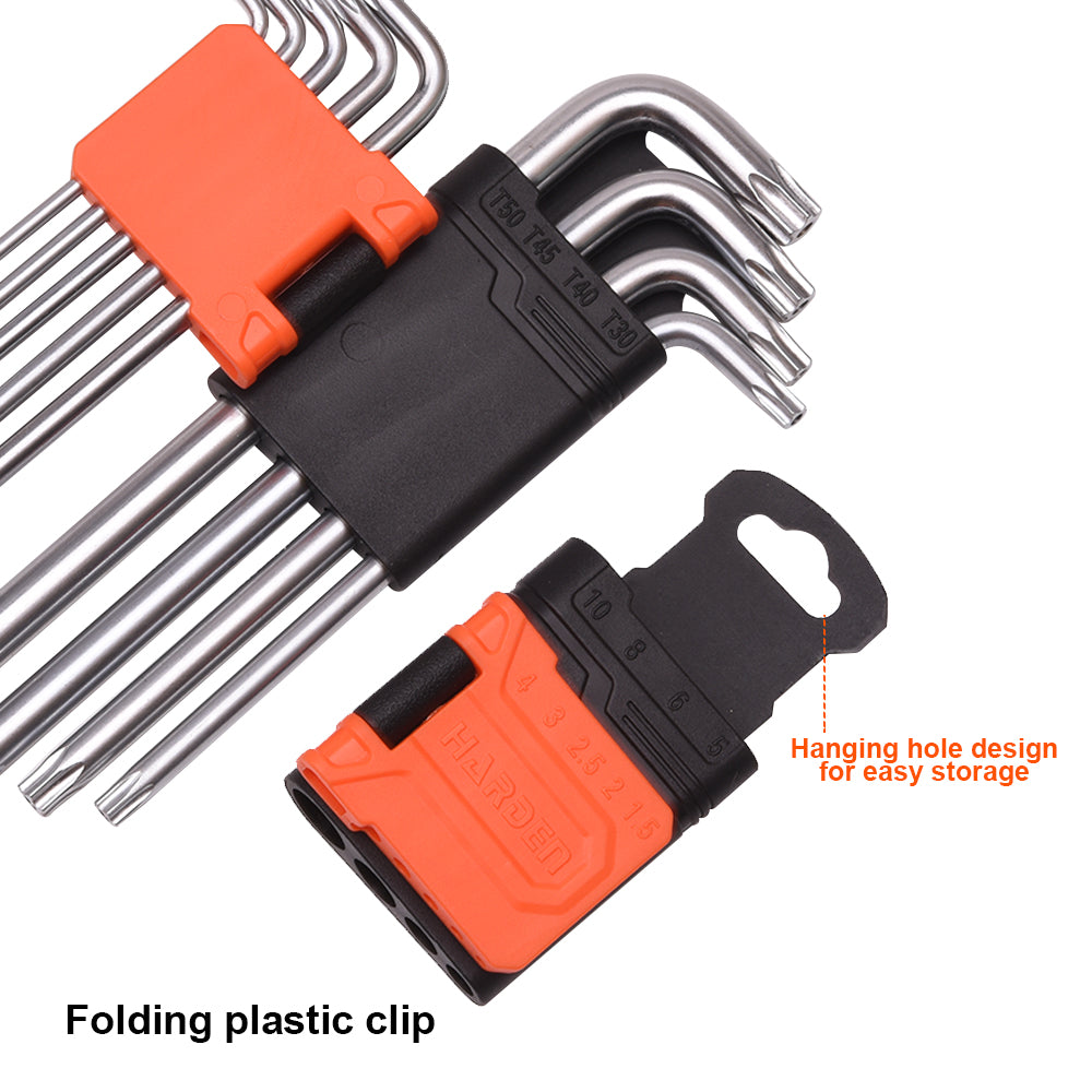 Harden 18Pcs Long Hex & Torx Key Wrench Set 540618