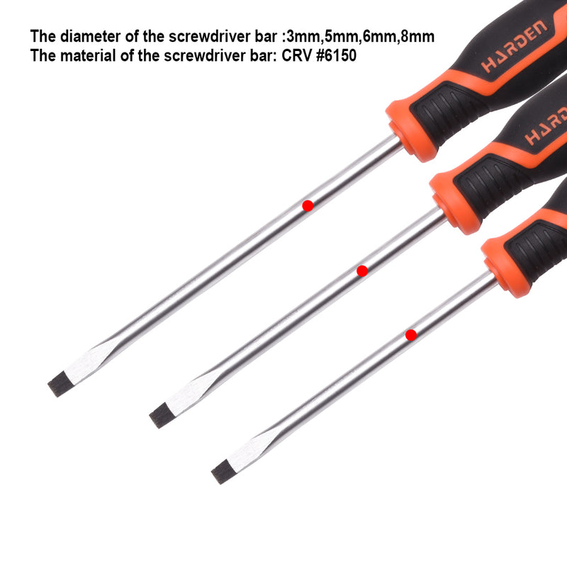 Harden Flat Screwdriver with Soft Handle 6 x 100mm