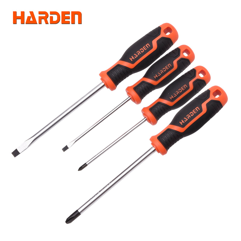 Harden 4Pc Screwdriver Set *3x100, 5x100mm, Ph0x100mm, Ph1x100mm