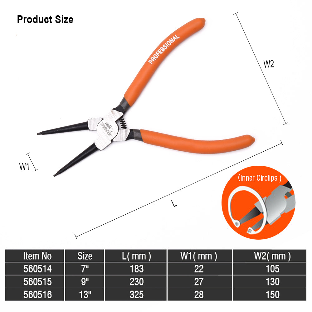 Harden Circlip Pliers Internal Straight Jaw Size 13"