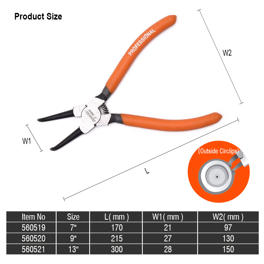 Harden Circlip Plier Internal Bent Jaw Size 7"