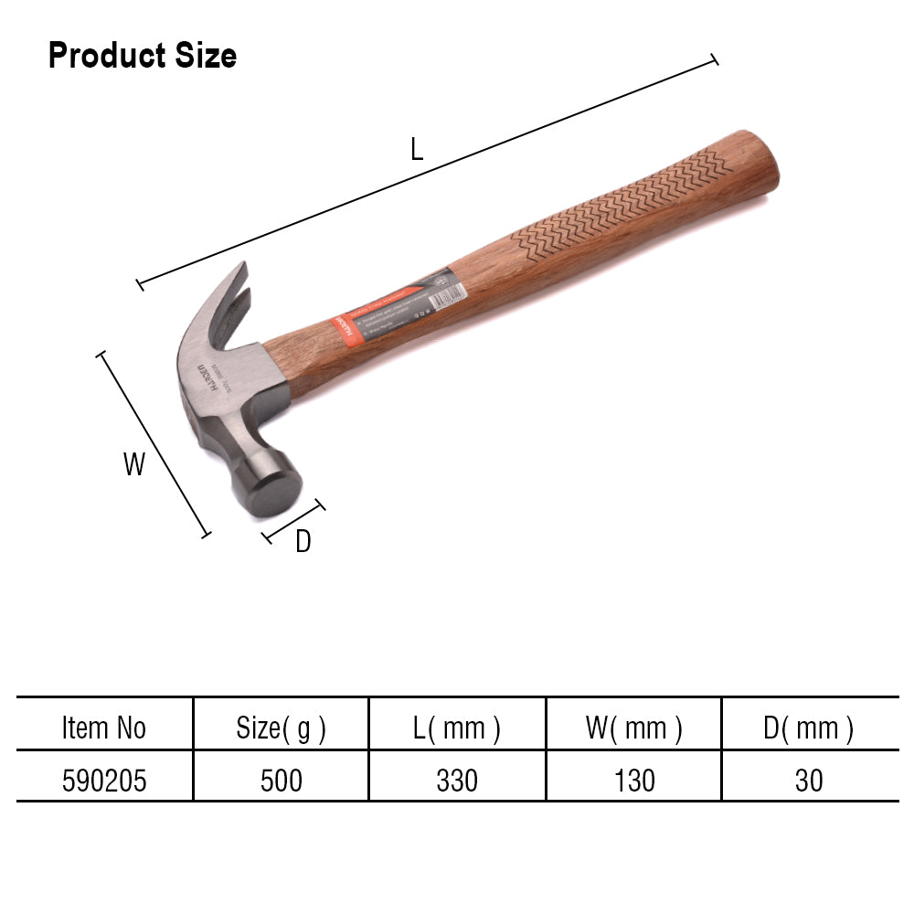 Harden Claw Hammer with Oak Wood 0.50kg/16oz