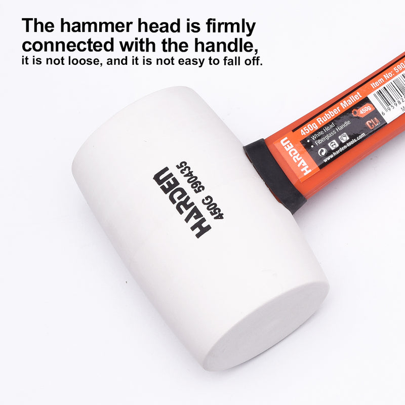 Harden White Rubber Mallet with  Firbregalss Handle 500g 590435