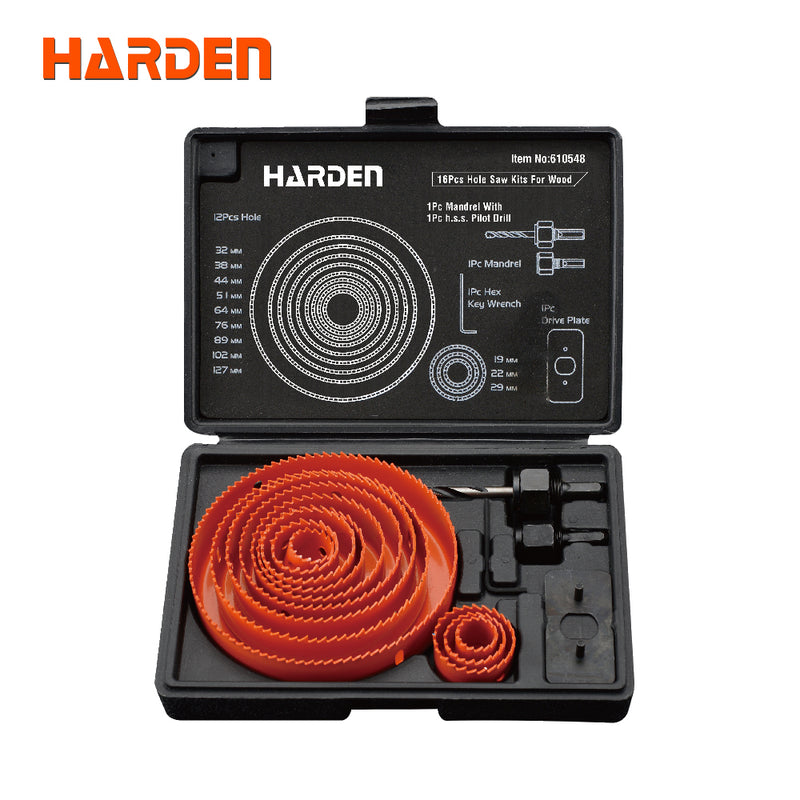 Harden 16Pcs Holesaw Kits For WoodSize16PC