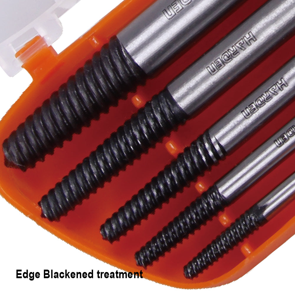 Harden Coarse Thread Screw Extractor Set 5Pcs