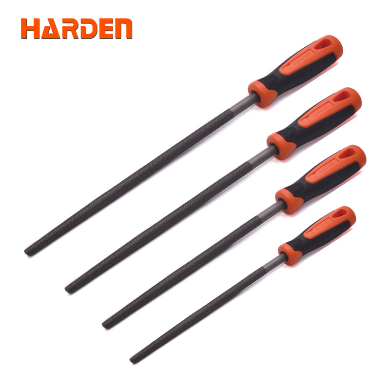 Harden Round second cut file with soft handle 8"