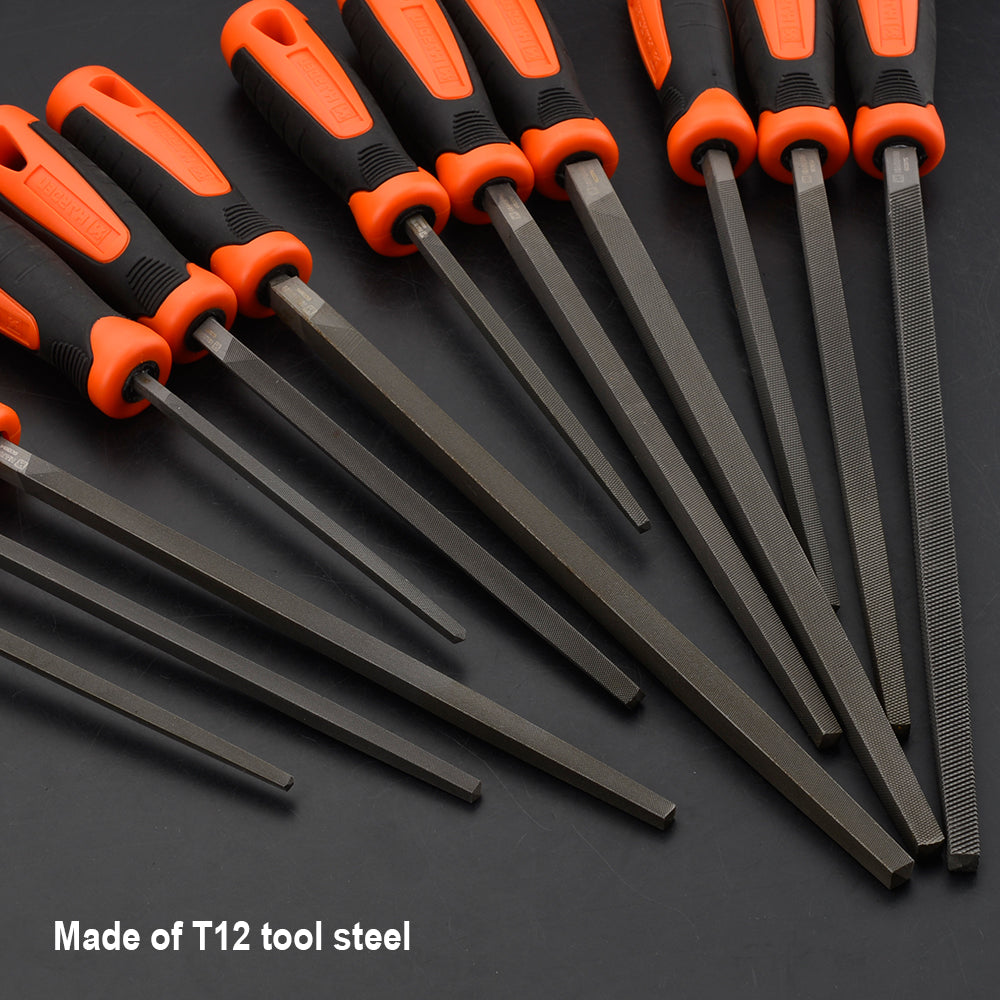 Harden Triangular half smooth file with soft handle 12"