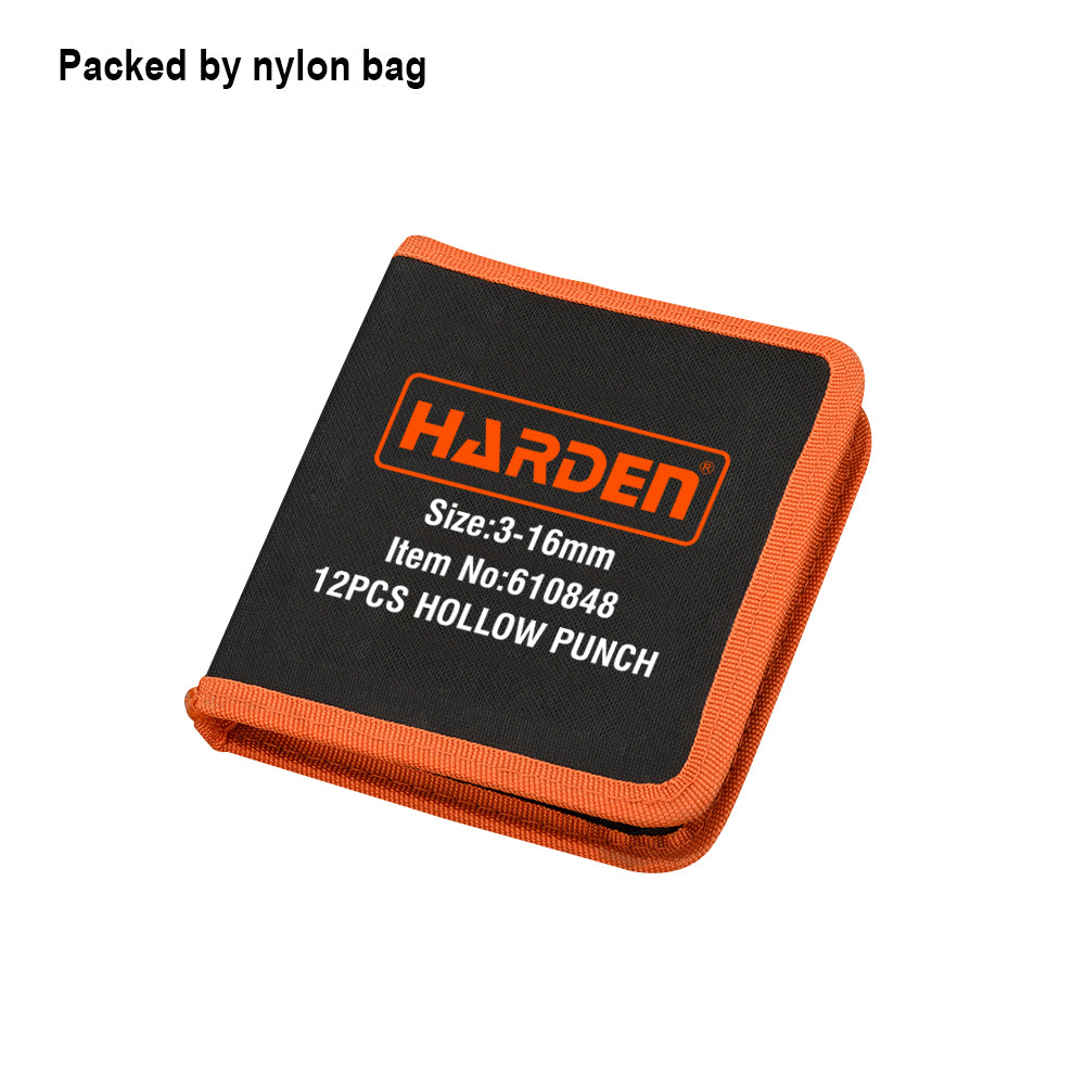 Harden 12Pcs Hollow Punch Set Size 3-16mm