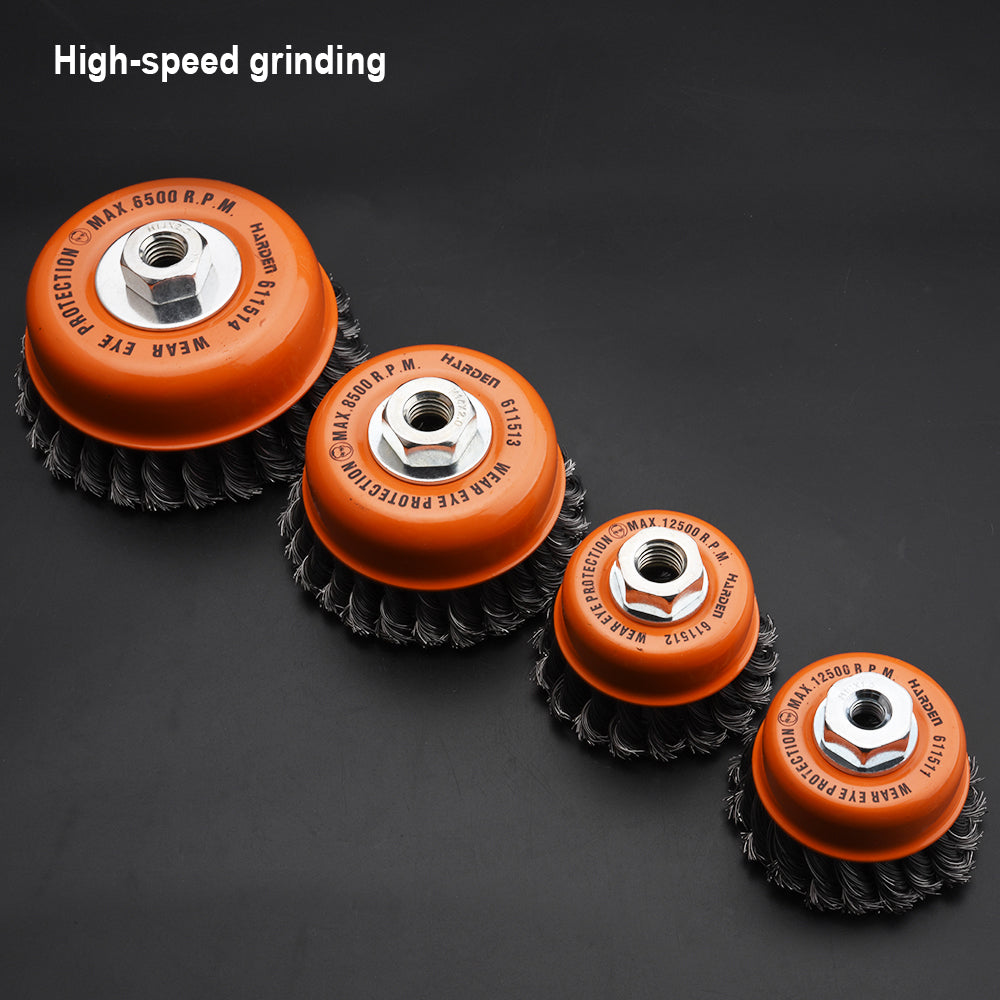 Harden Cup Twist Wire Brush With Nut 75mm x M10 x 1.5