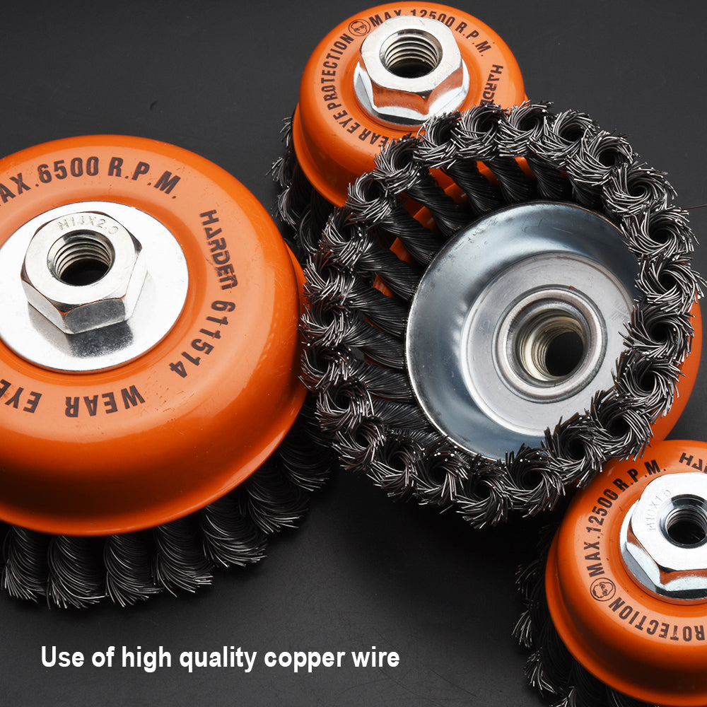 Harden Cup Twist Wire Brush With Nut 100mm x M14 x 2.0