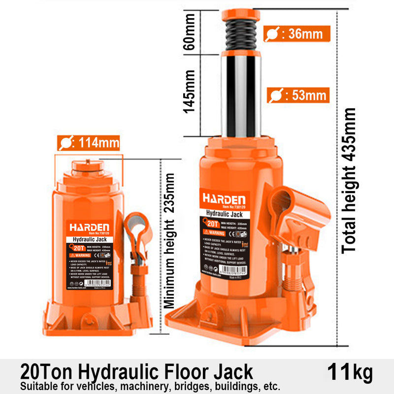 Harden 20Ton Hydraulic Bottle Jack 730120
