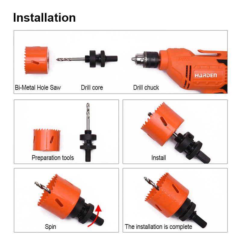 Harden 10Pcs HSS Bi-Metal Hole Saw Set 610596
