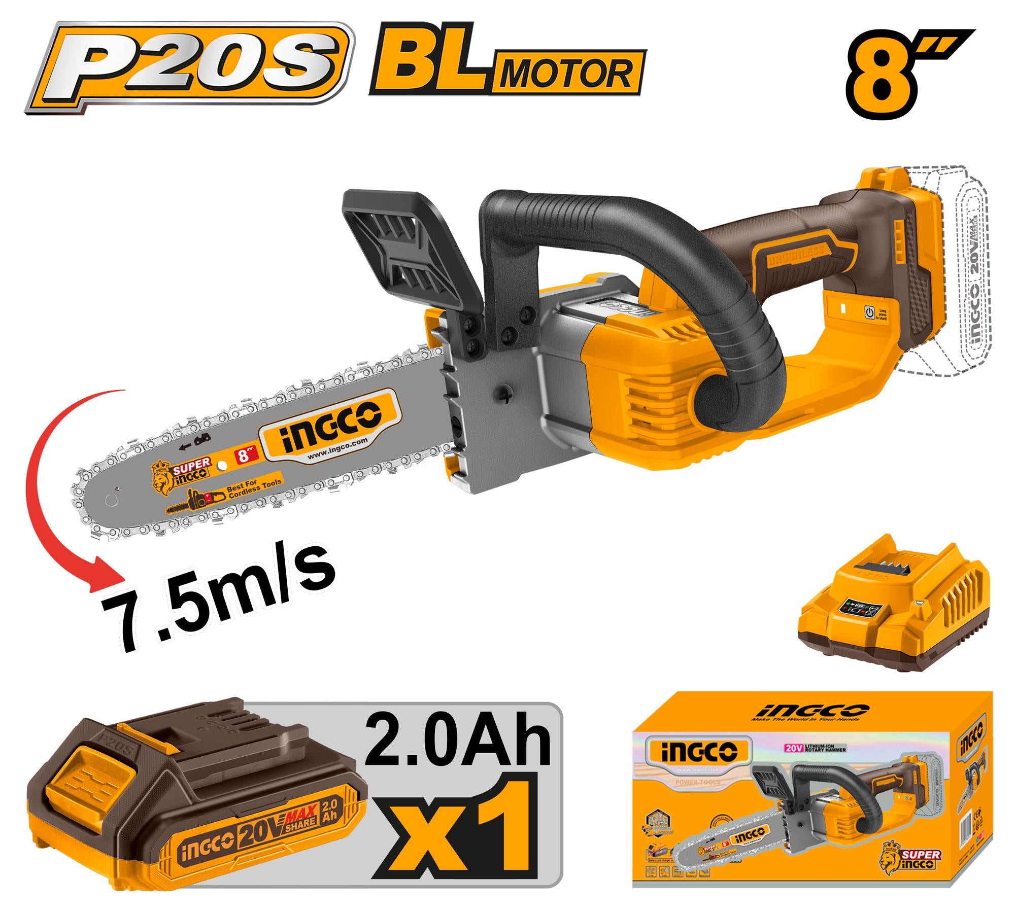 Ingco Cordless chain saw 20V CGSLI20851