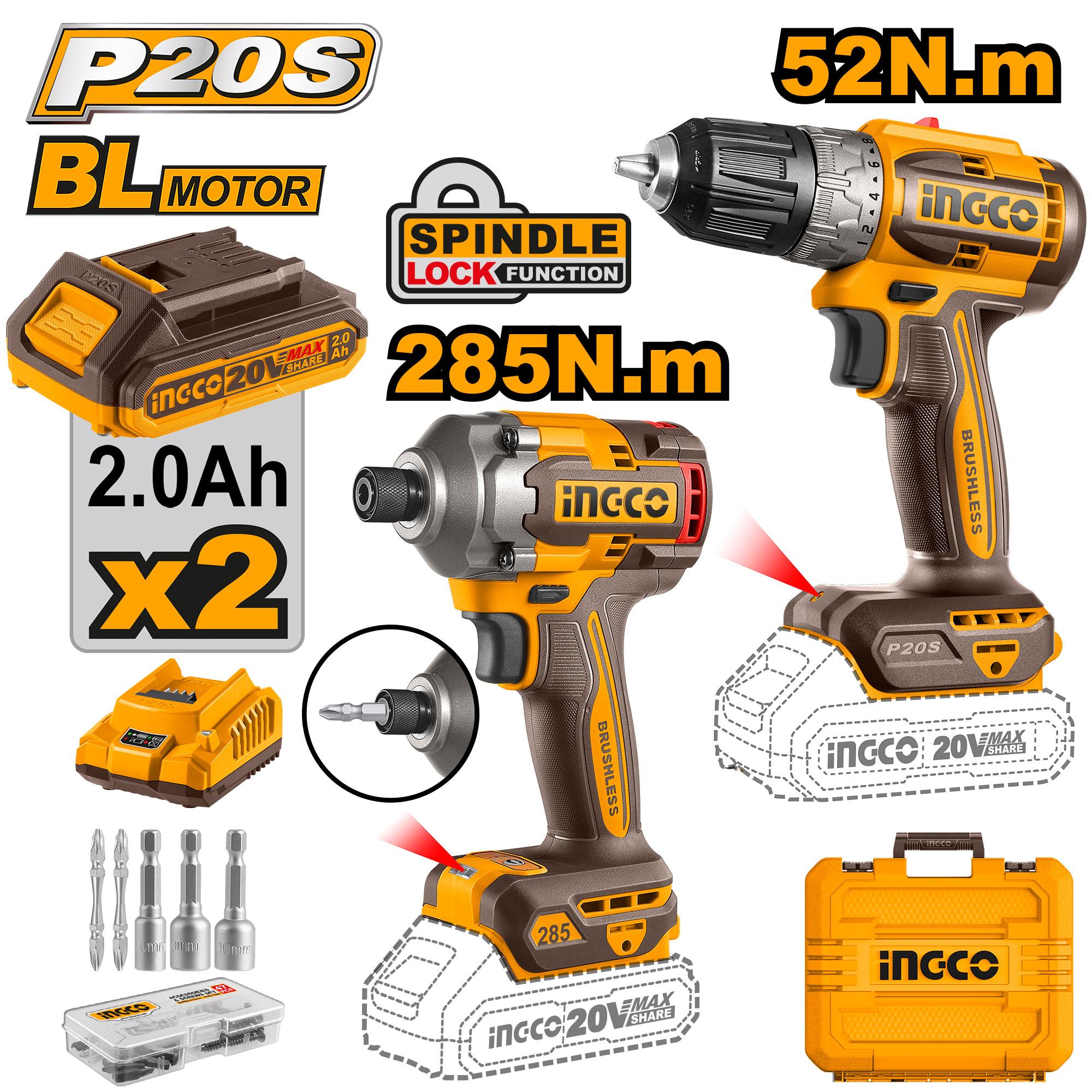 Ingco Cordless 2 pcs combo kit 20v CKLI20272