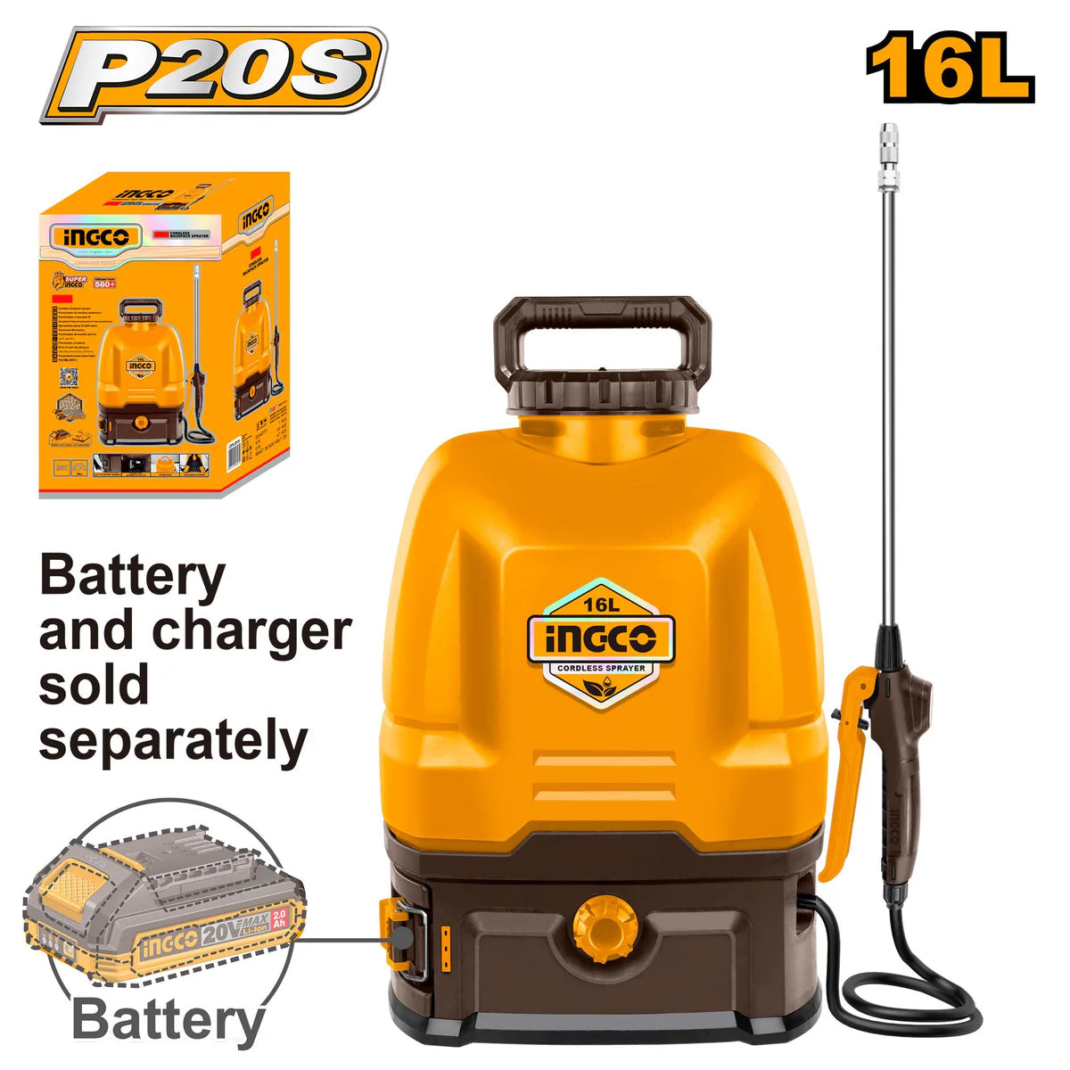 Ingco Cordless backpack sprayer 20V CSPLI2016