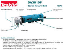 Makita Angle Drill 450W DA3010F
