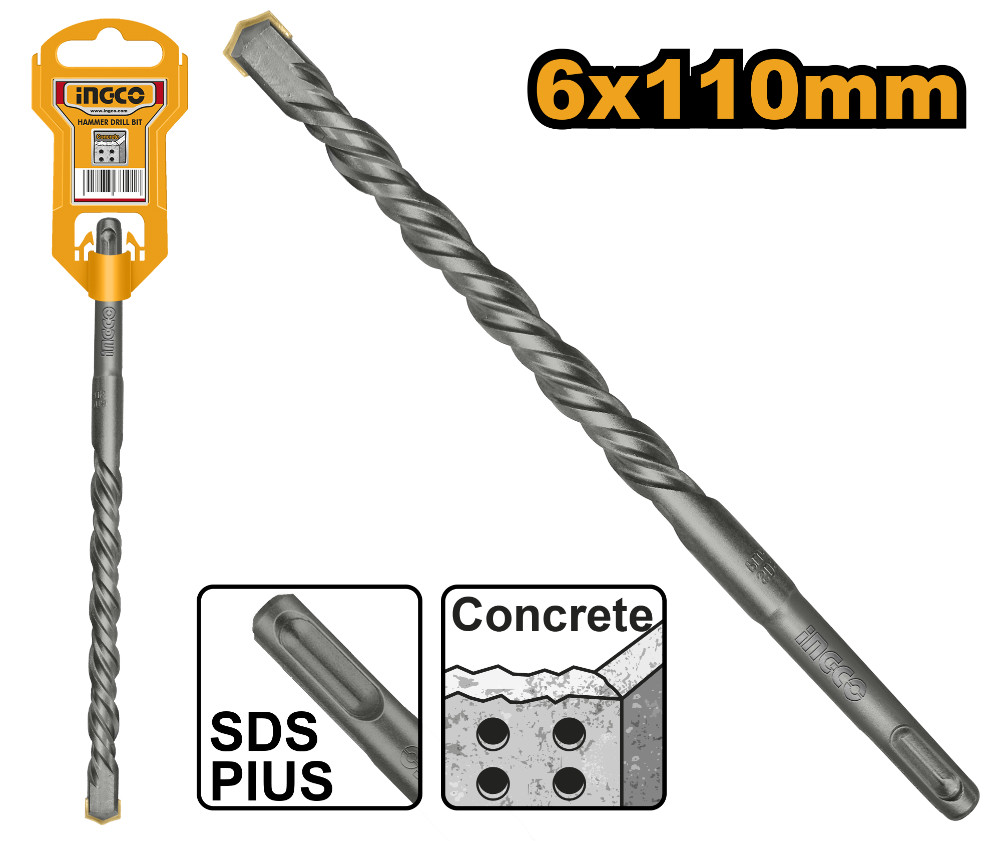 Ingco SDS plus hammer drill 6*110mm DBH1210601
