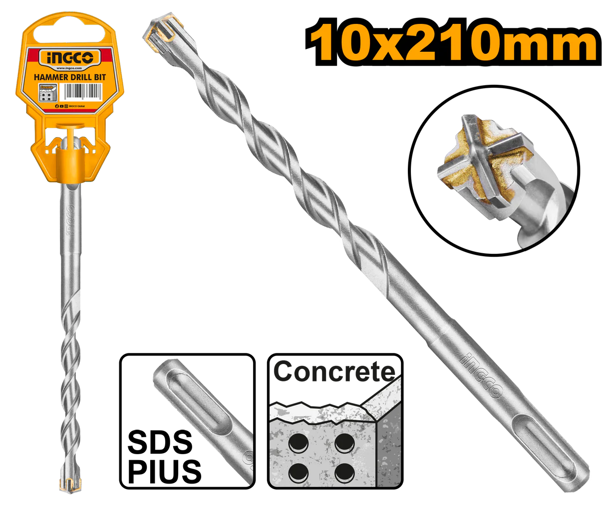 Ingco SDS plus hammer drill 10*210mm DBH1211003C