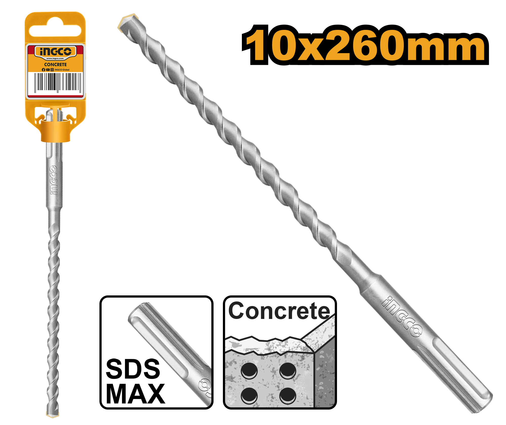 Ingco SDS max hammer drill 10*260mm DBH1241001