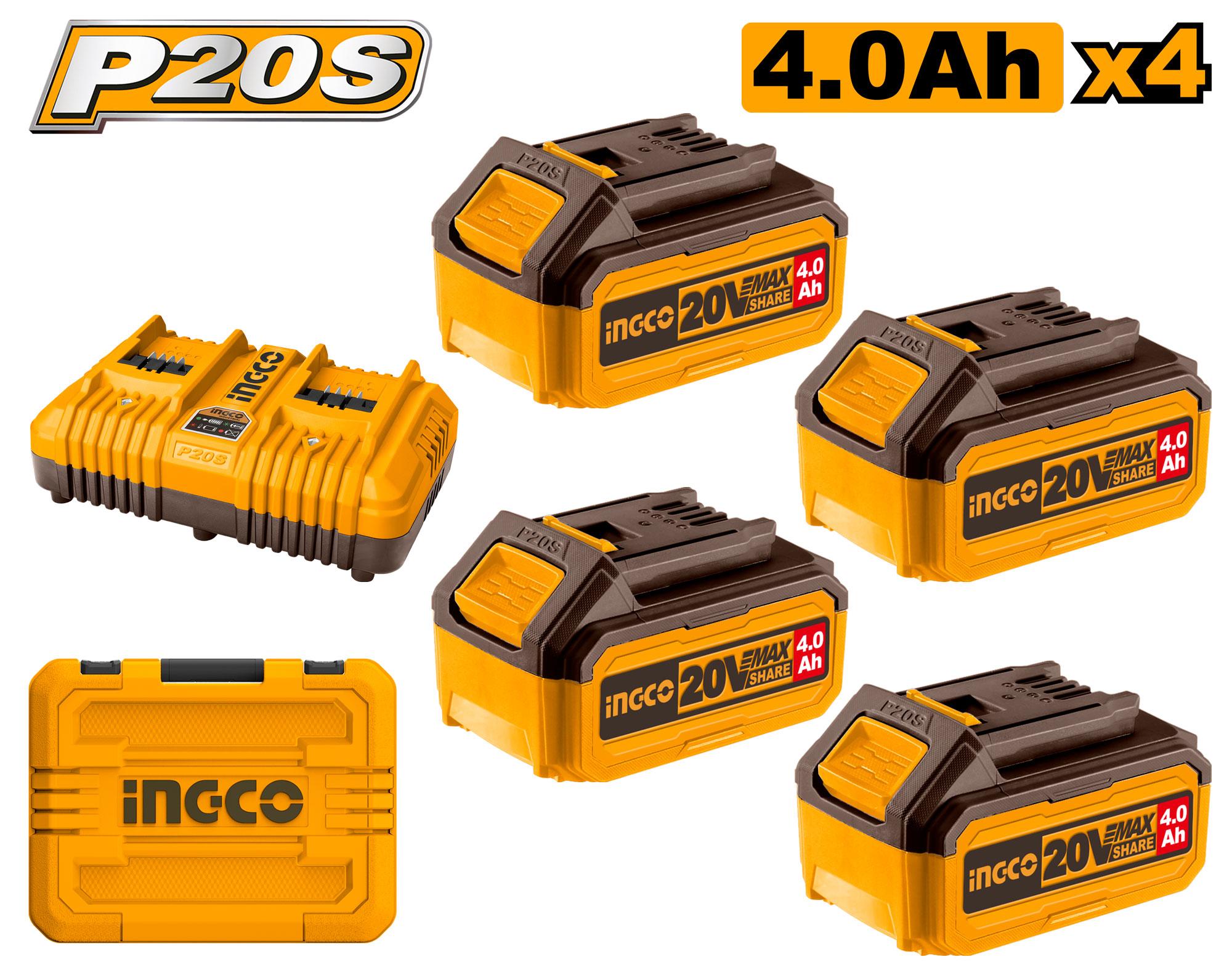 Ingco P20S Lithium-Ion battery and charger kit 20V FBCLI20244