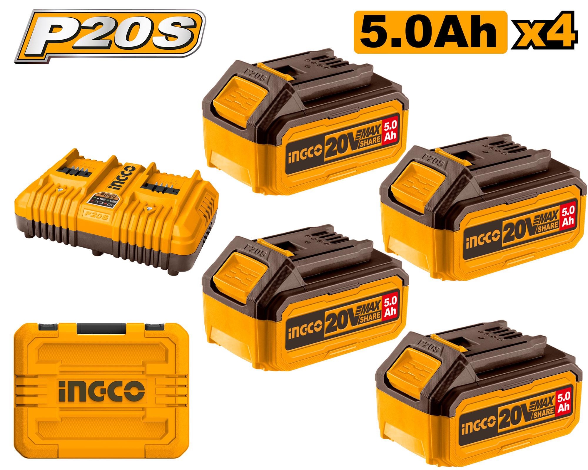 Ingco P20S Lithium-Ion battery and charger kit 20V FBCLI20245