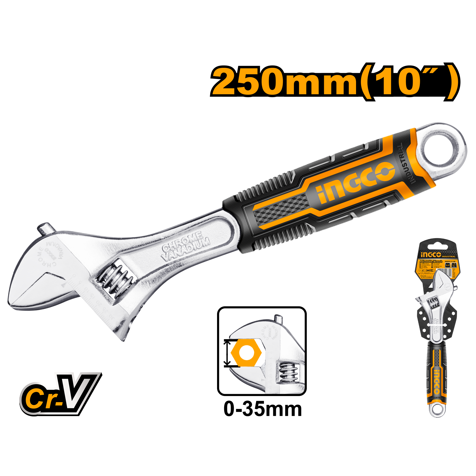 Ingco Adjustable wrench 250mm HADW131108
