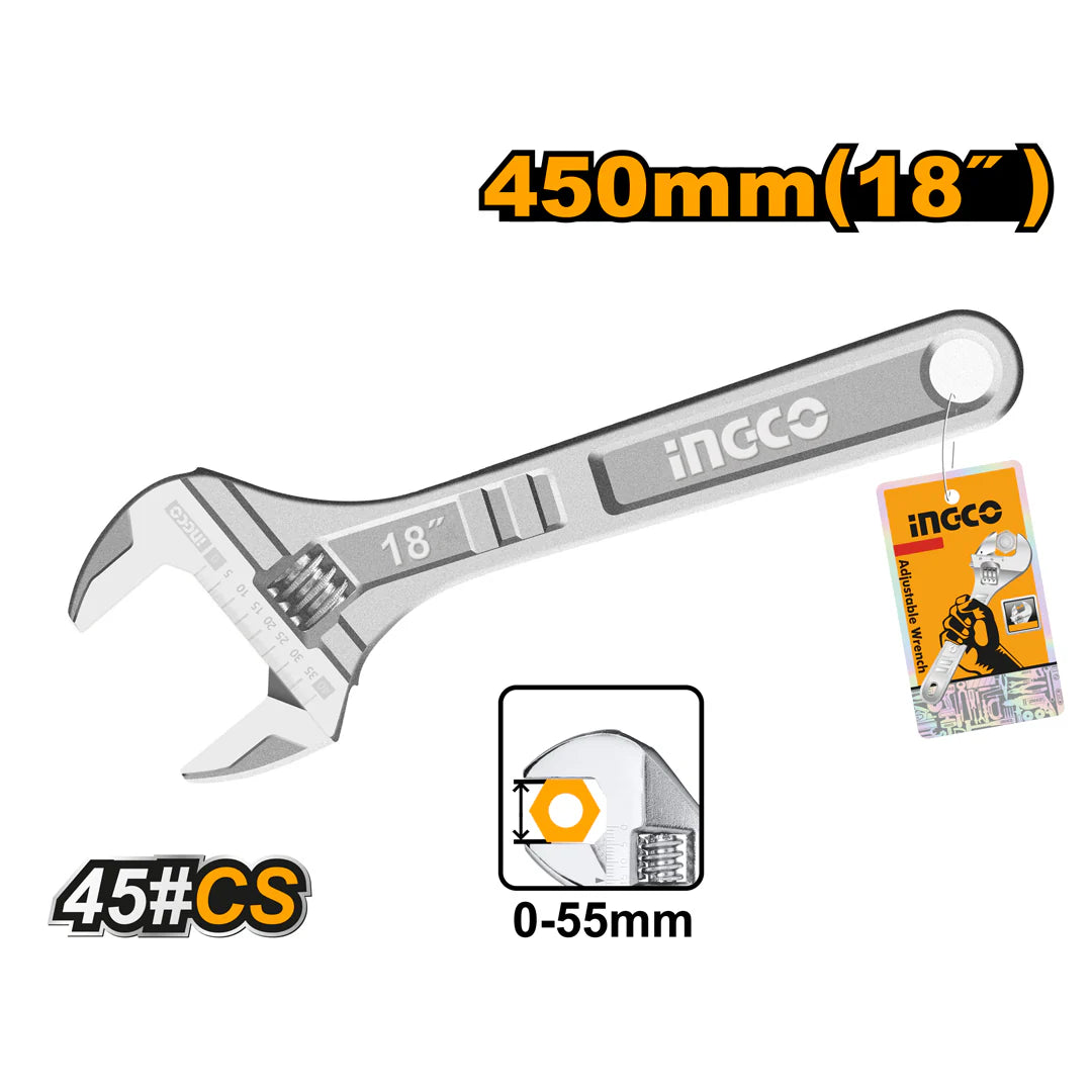 Ingco Adjustable wrench 450mm HADW131182