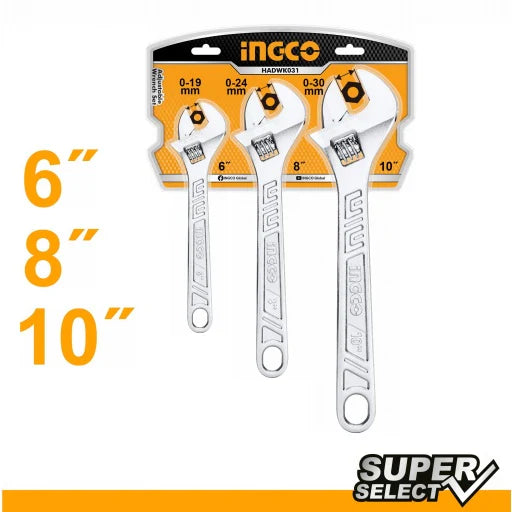 Ingco 3 Pcs Adjustable wrench set  HADWK031