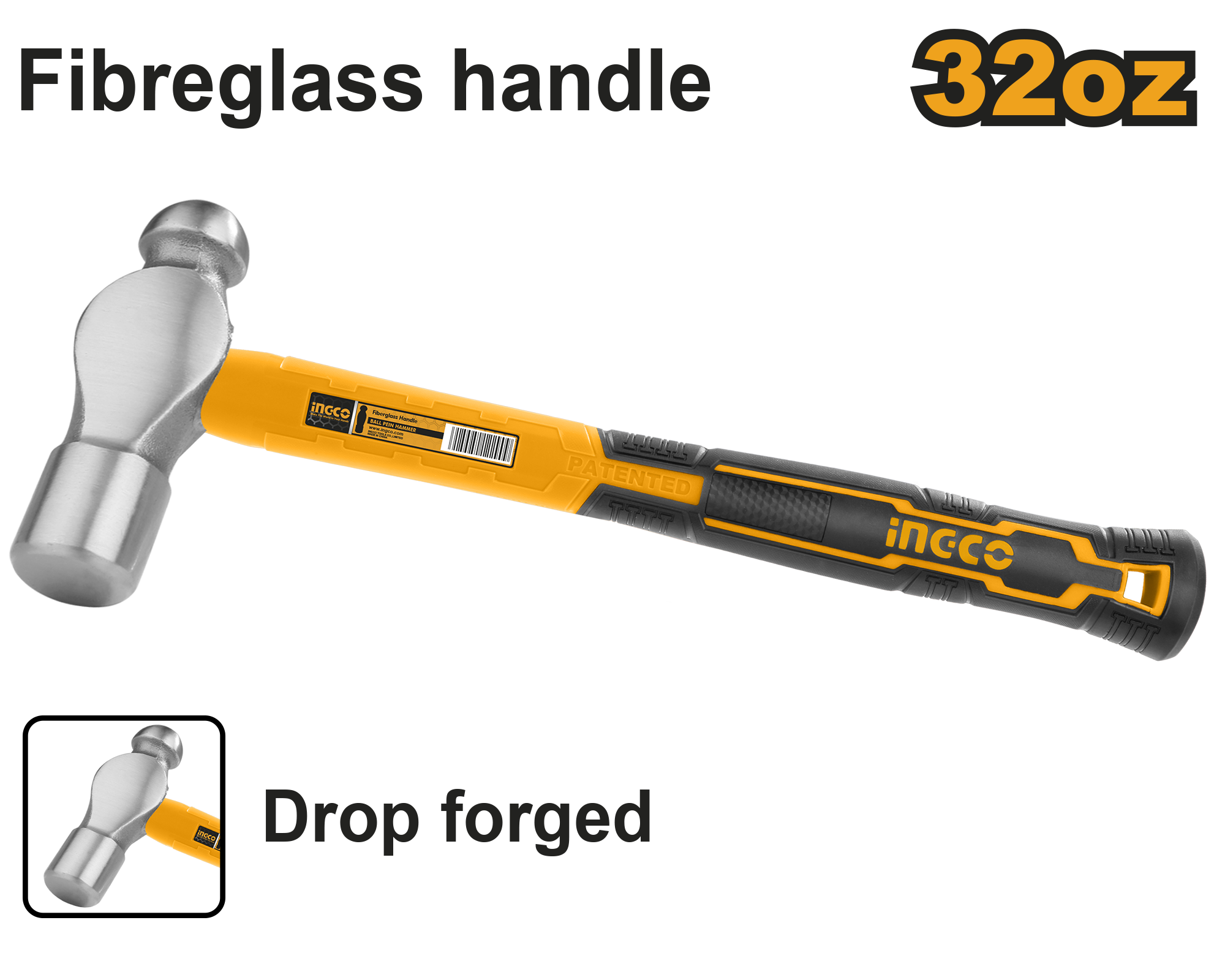 Ingco Ball pein hammer 900g HBPH88032
