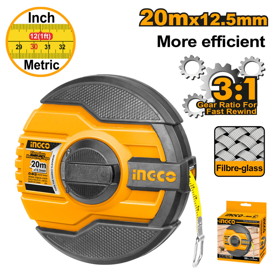Ingco Fibreglass measuring tape 20*12.5mm HFMT8320