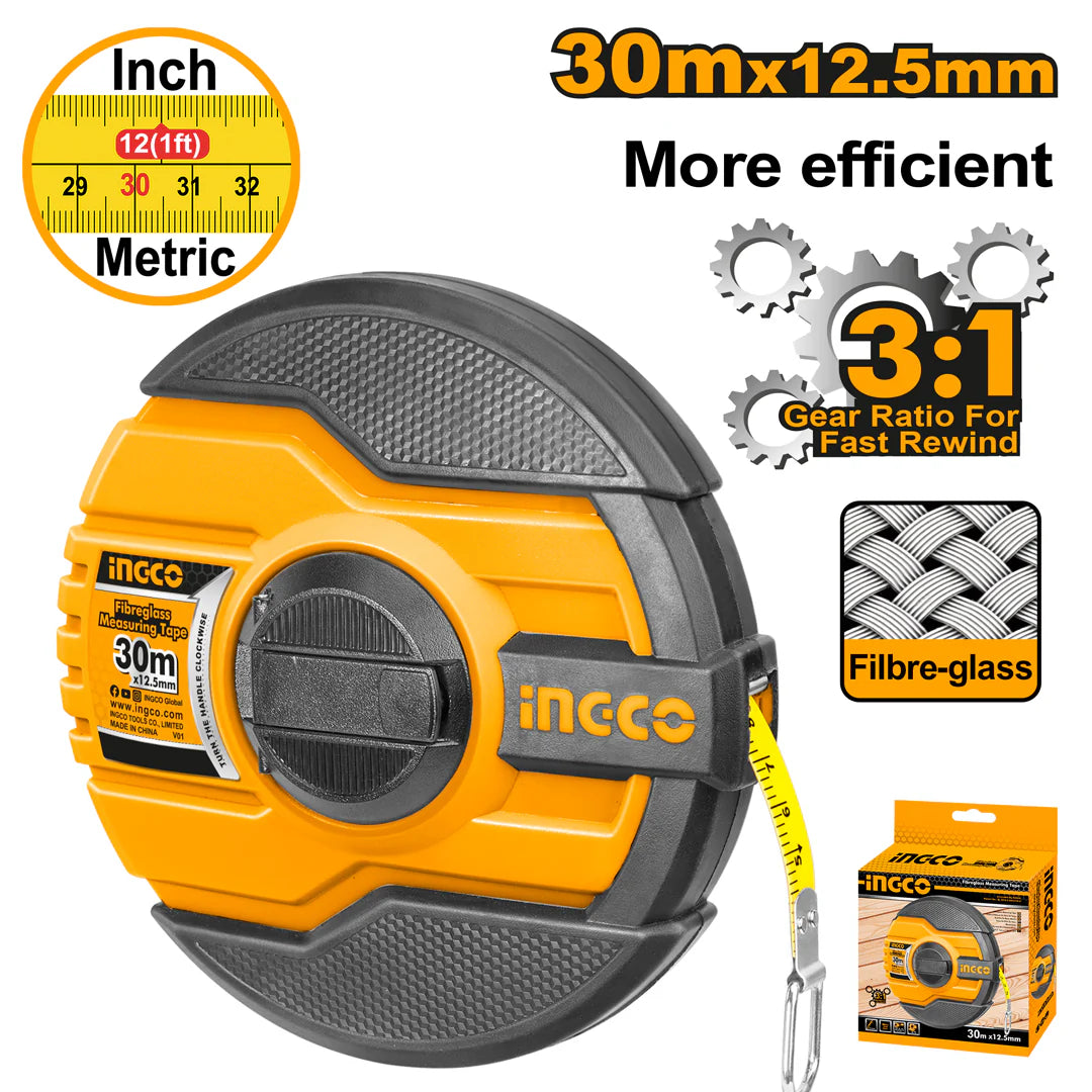 Ingco Fibreglass measuring tape 30*12.5mm HFMT8330