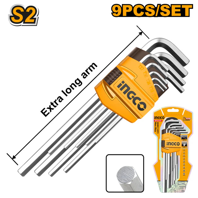 Ingco Hex key EXTRA LONG ARM 9PCS HHK11092