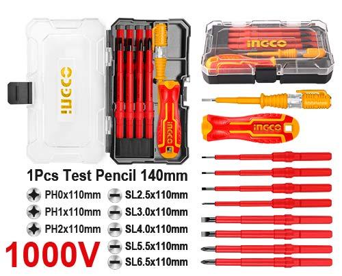 Ingco 10 Pcs interchangeable Insulated screwdriver set  HKISD1008