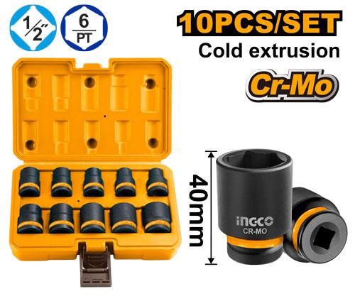 Ingco 10 Pcs 1/2"DR. impact socket set  HKISSD12101
