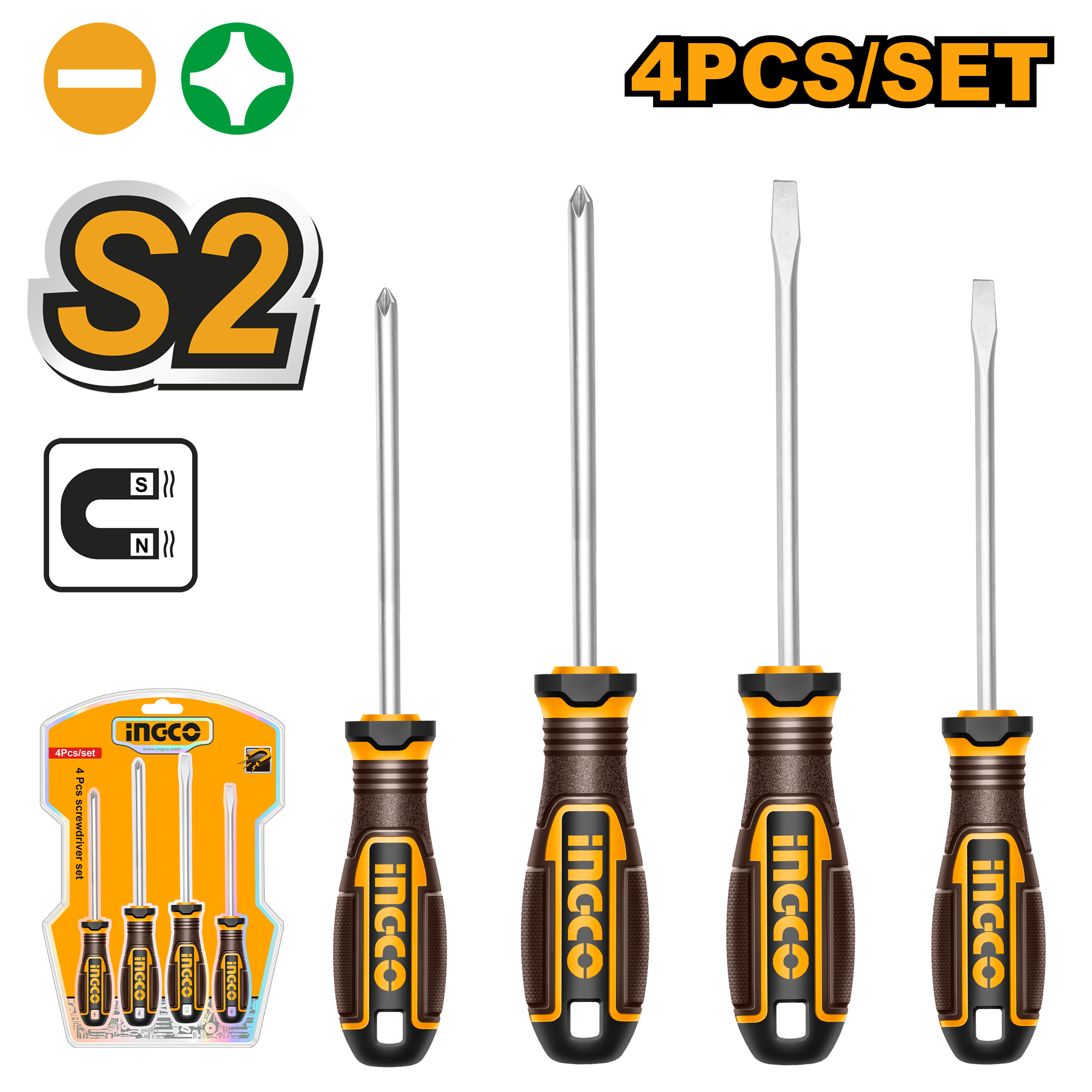 Ingco 4 Pcs screwdriver set  HKSDS0428