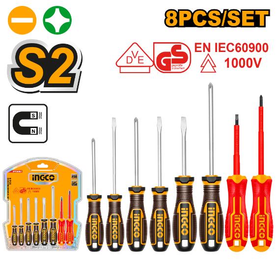 Ingco 8 Pcs screwdriver set  HKSDS0838
