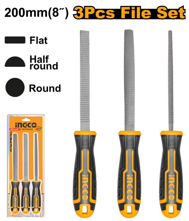 Ingco 3 Pcs wood file set  HKTFW0308