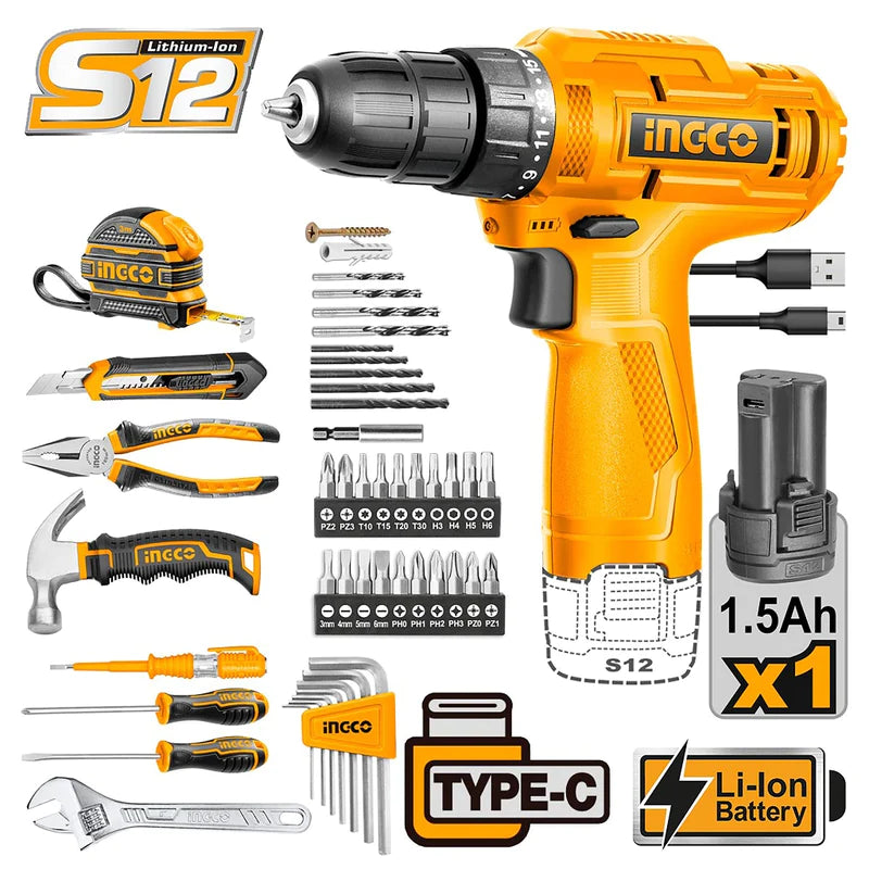 Ingco 89 Pcs Tools set 12V HKTHP10891