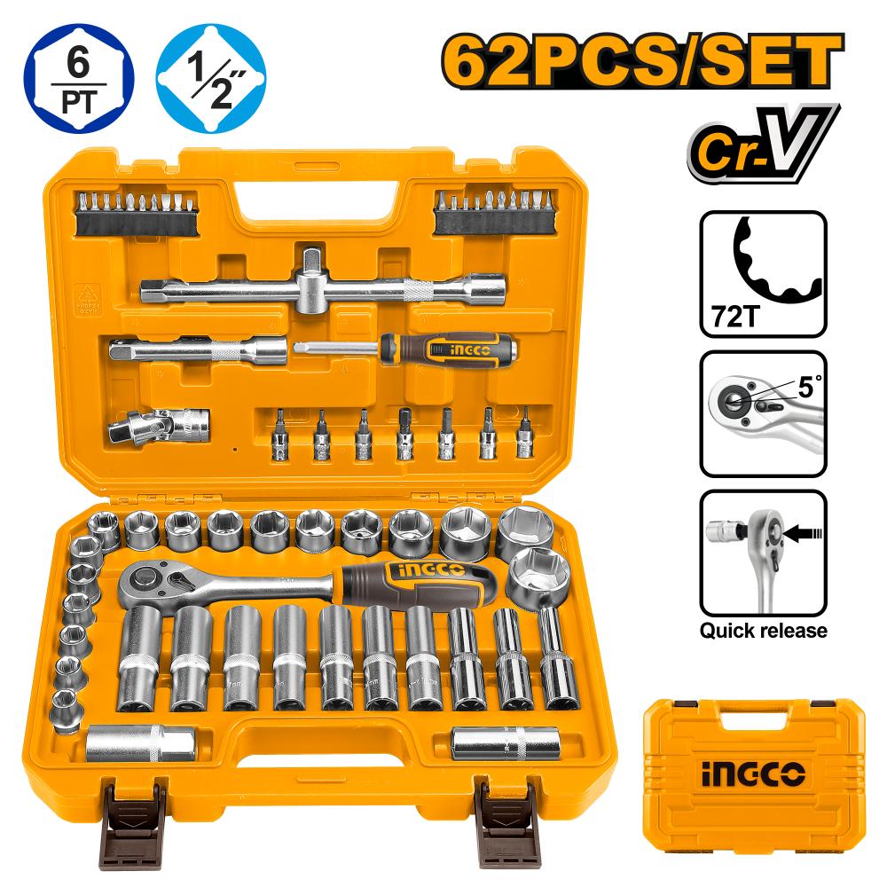 Ingco 62 Pcs 1/2" socket set  HKTS12602