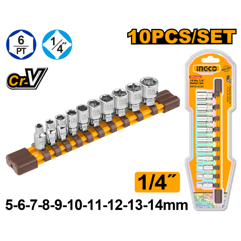Ingco 10 Pcs 1/4" socket set  HKTS14103