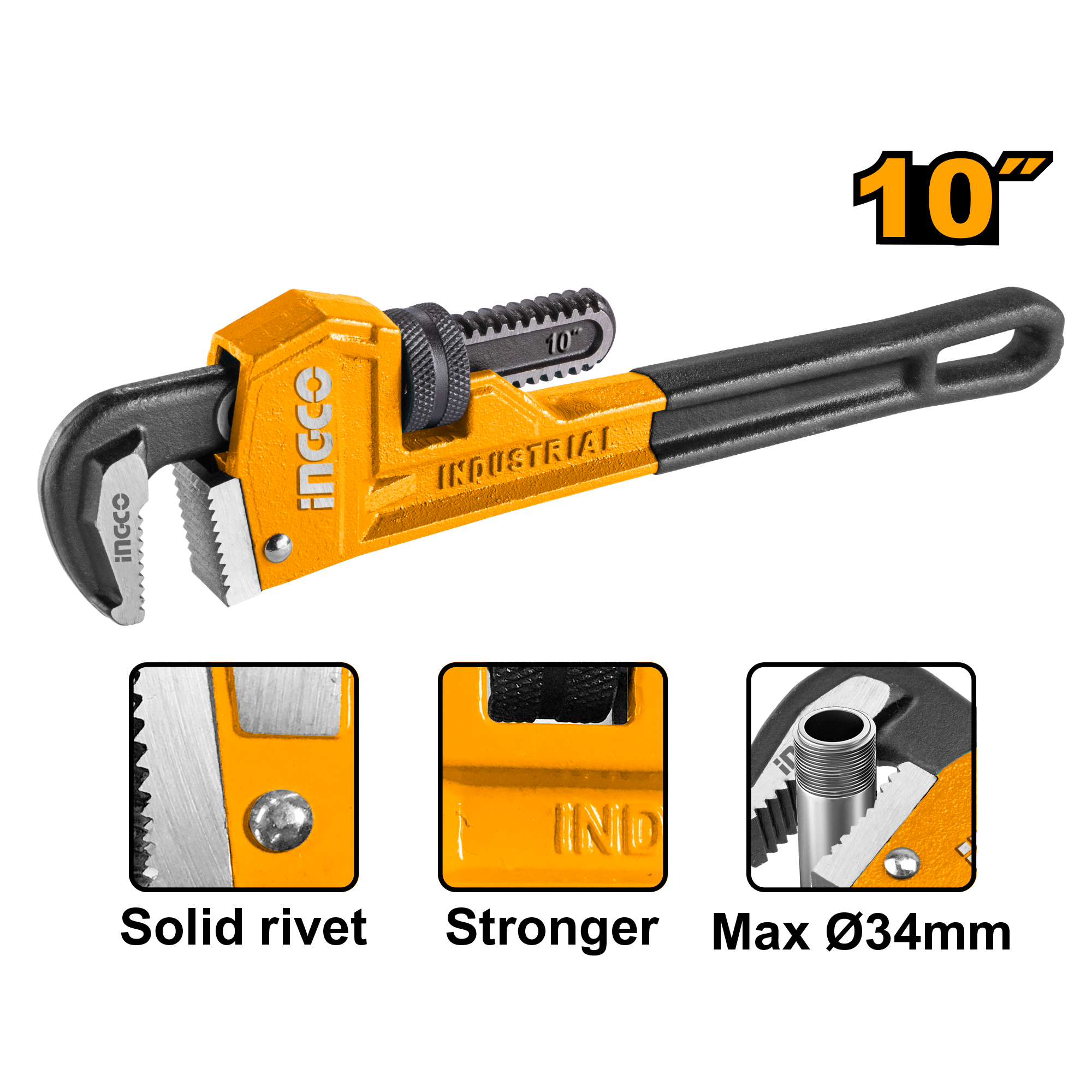 Ingco Pipe wrench 34mm HPW0810
