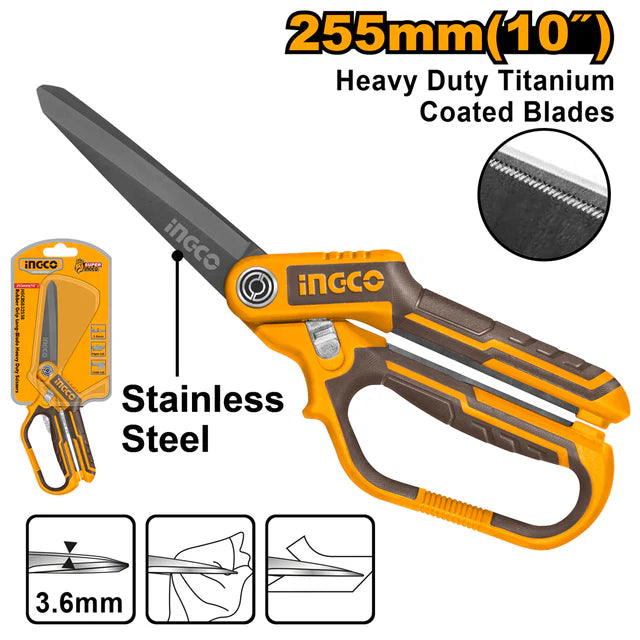 Ingco Rubber grip long-blade heavy duty scissors 255m HSCRS832558