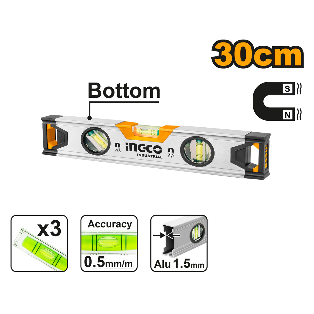 Ingco Spirit level with powerful magnets 30cm HSL38030M