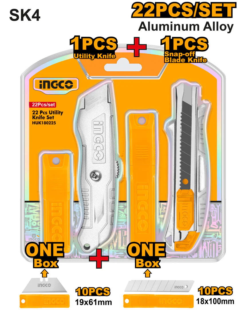 Ingco 22 Pcs utility knife set  HUK180225