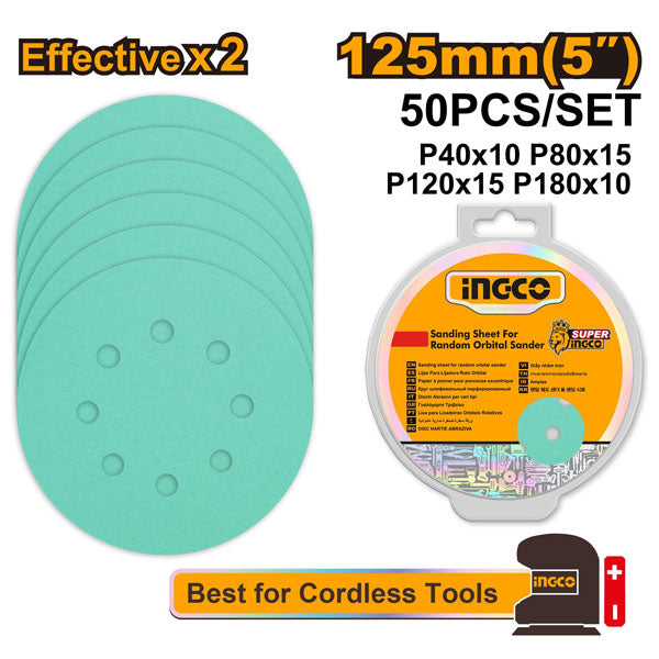 Ingco Sanding sheet for random orbital sander  AKRS125050
