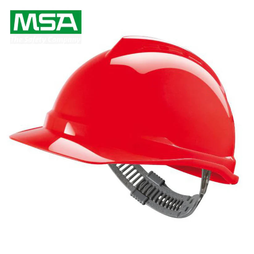 MSA V-Gard Safety Helmet with Wheel Ratchet Ventilated RED