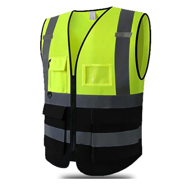 Safety Hi-Vis Vest with Pockets - 120 GSM - Dual Color | Black/Green