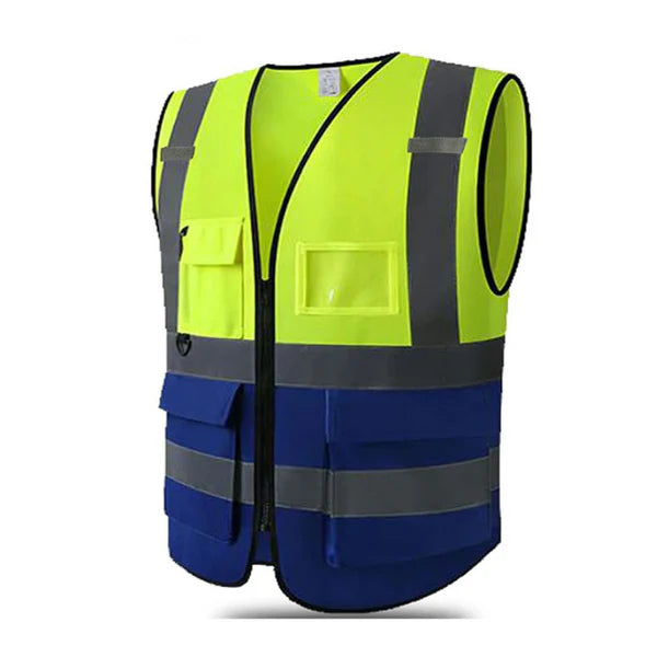 Safety Hi-Vis Vest with Pockets - 120 GSM - Dual Color | Blue/Green