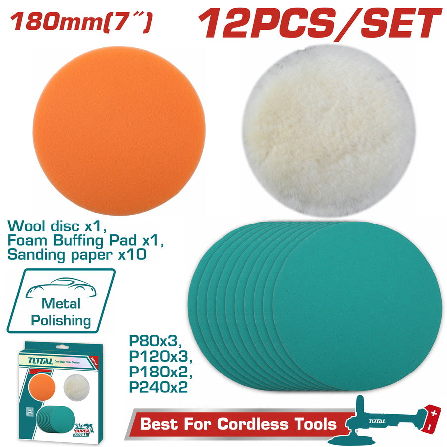 Total 12pcs Polishing and grinding set 180mm TAC18012