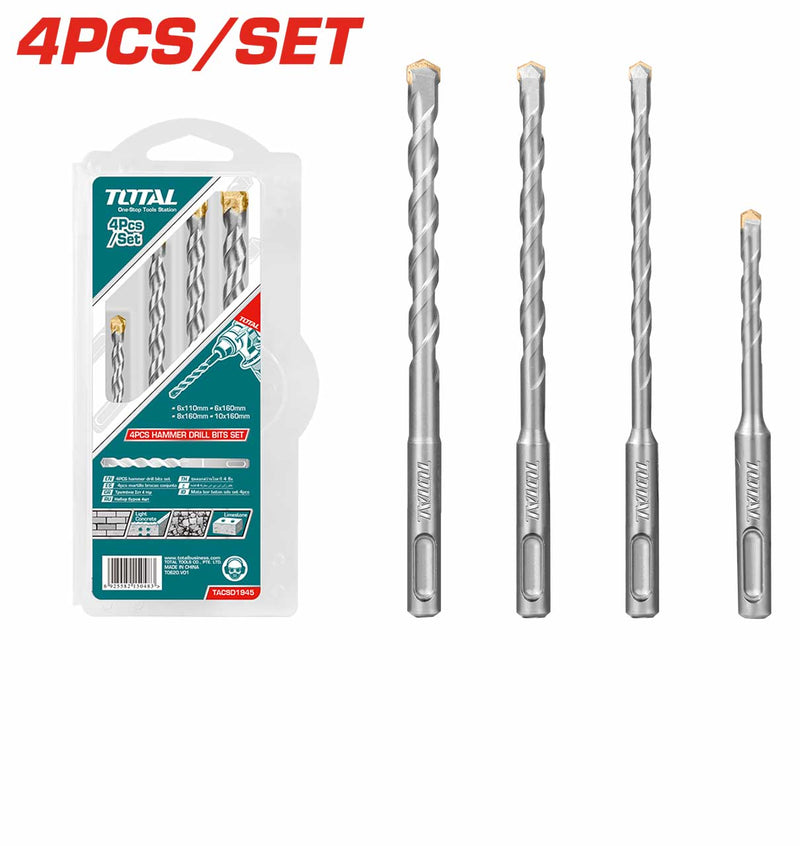 Total 4 Pcs hammer drill bits set TACSD1945